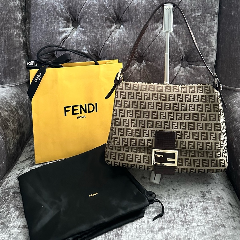 Vintage Fendi Zucchino Mama Shoulder Bag
